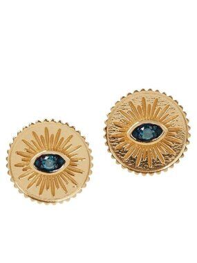 Rarities Genuine Blue Diamond 0.15ct Gold-Plated 925 Evil Eye Earrings